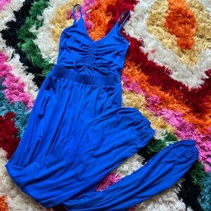 Blue One Piece Romper Top Style